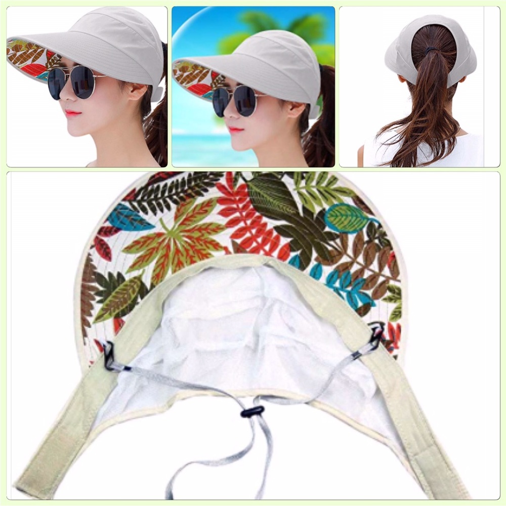 NWOT White/Colorful Tropical Visor Hat